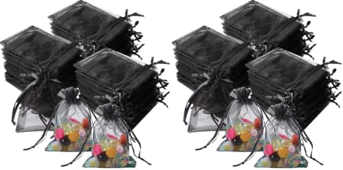 Woanger 500 Pcs Black Organza Bags Bulk 3 x 4 Inch Small Drawstring Mesh Gift Bags Sheer Jewelry Pouches Sachet Candy Pouch for Wedding Favor Holiday Festival Birthday Party Shower (Pack of 2) by Woanger