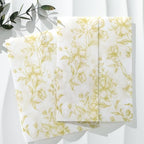 UNIQOOO 50 Pack Light Gold Floral Vellum Jackets&Magnolia Wax Seal Stickers - Image 2