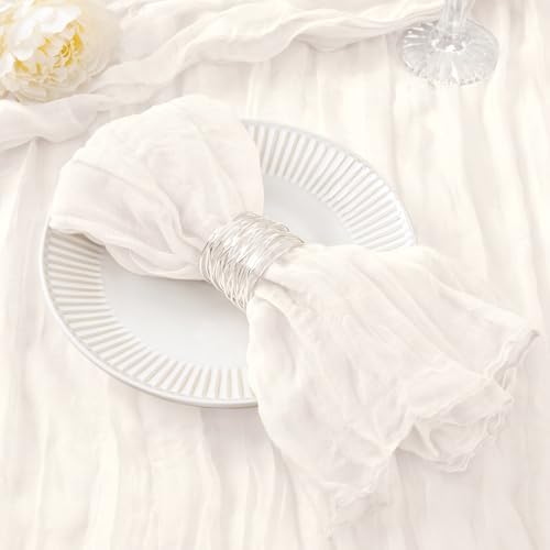 DeZerlor Ivory White Washable Cheesecloth Napkins Set of 50 for Party by DeZerlor