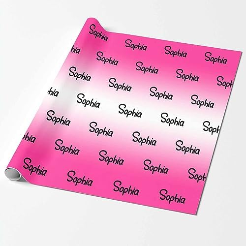MyPupSocks Personalized Logo Wrapping Paper, Gradient Deep Pink And White Custom Gift Wrapping Paper with Name Text for Teens Women Men Mom Dad Birthday Wedding Happy New Year 58x23 5 Rolls - Image 2
