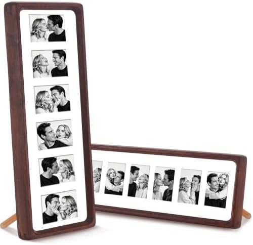 4 Pack Wood Photo Booth Frames 4.7"x12.6" Wood Photo Strip Frame Walnut Film Picture Holder with Stand for Wall Tabletop Desk Home Display Wedding Grad Baby Shower - Image 7