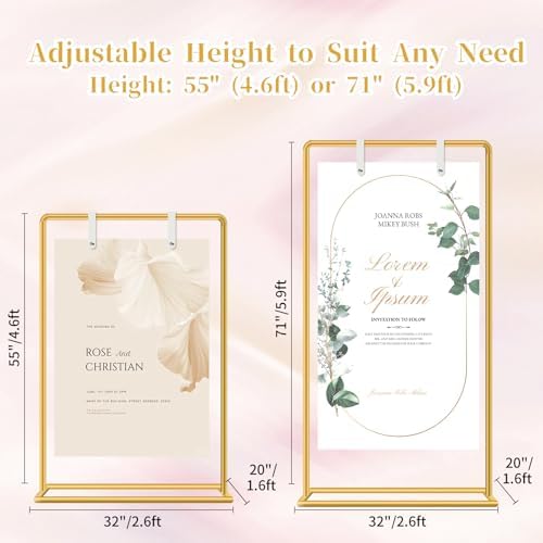 Wedding Welcome Sign Stand, Adjustable Black Welcome to our Wedding Sign Holder Metal Easel with Design Bundle, Leather Hanging Straps, Water Bag and Ribbon, Party Poster Display - Image 6