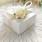100 4 x 4 x 2" White Cake Wedding Favors Boxes with Tuck Top for Wedding Party Birthday Candy Gifts Decorations Supplies - Image 7
