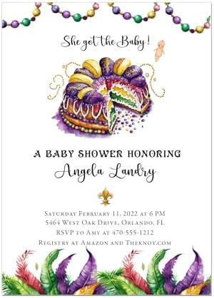 Mardi Gras King Cake Baby Shower Invitation by Handmade