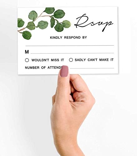 50 Blank RSVP Cards with White Envelopes-Greenery Style Response Card-RSVP for Wedding-Rehearsal Dinner-Baby Shower-Bridal Shower-Engagement Party Invitations - Image 3