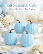 vensovo 6 Inch Light Blue Artificial Pumpkins, 4 Pack - Image 2