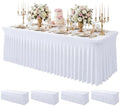 4Pack White Spandex Tablecloth for 8FT Rectangle Table,Table Skirt by Baoszty