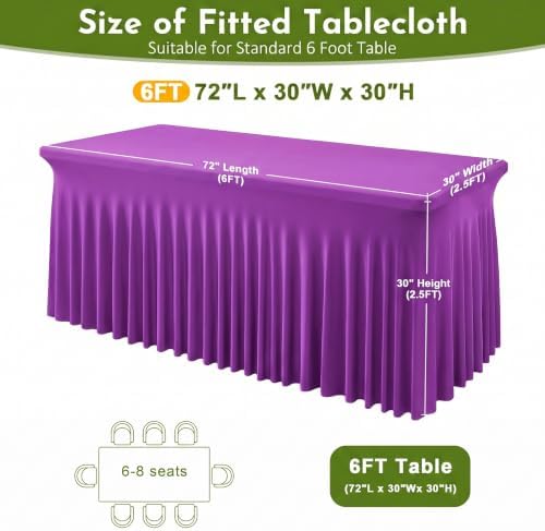 2Pack Spandex Tablecloth for 6FT Rectangle Tables,Table Skirt - Image 3