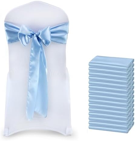 MDS® Pack of 125 Satin Chair Sashes for Wedding & Events – Baby Blue by MDS