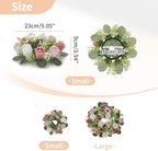NUPTIO Small Flower Rings for Centerpieces: Candle Rose Wreath, 9.05 Inch - Image 4