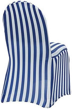 YOUR CHAIR COVERS - 50 Pack Striped Royal Blue and White Stretch Spandex Chair Cover - Wedding Slip Covers, Premium Quality Cover - Image 2