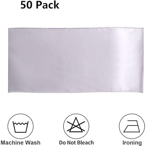 Silver Chair Sashes 50 Pack, Satin Chair Ribbons for Chairs Covers for Wedding Party Decor, Chairs Bows for Reception Ceremony Birthday Decoration - Image 6