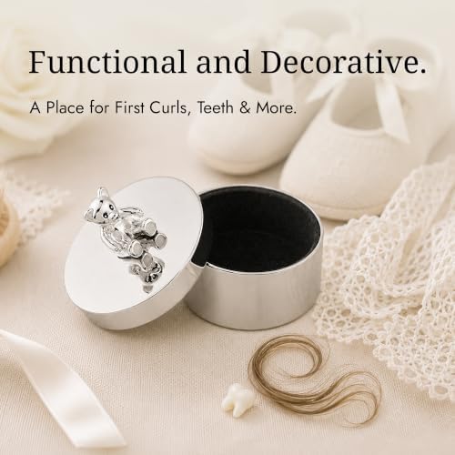 Teddy Bear Silver Plated First Curl & Tooth Keepsake Box - Image 5