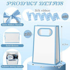 AmazingSpark 50 Pcs White Blue Mini Gift Bags Bulk 6.3 x 3.9 x 2.8 Inch Party Favors Elegant Small Gift Bags with Handles and Ribbon Bows for Wedding Birthday Bridal Baby Shower Party Favors - Image 2