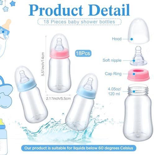 Roowest Bottle Chug Baby Shower Games Favors, Pink, Blue, Little Cutie - Image 3