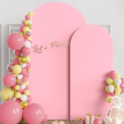Wokceer Arch Backdrop Cover 7.2FT, 6FT Pink Arch Covers Stretchy Backdrop - Image 3