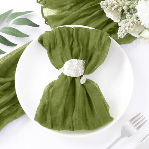 DeZerlor Olive Green Washable Cheesecloth Napkins Set of 50 for Party - Image 6