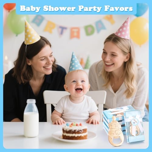 24 Packs Blue Baby Shower Bottle Opener Favors for Guests - Baby Bottle Design Baby Boy Return Gifts, Wedding Favors, Party Decorations - Image 6