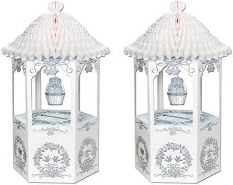 Beistle Wishing Well Gift Card Boxes with Tissue Tops, 2-Pack Elegant Centerpieces for Bridal Showers, Weddings, Engagement Parties, Baby Showers, and Anniversary Events, 30” x 16” by Beistle