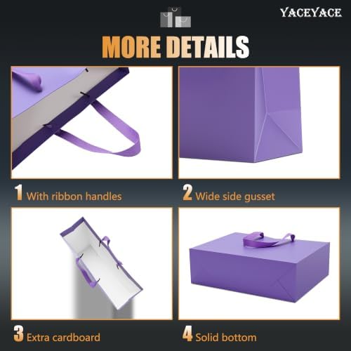 YACEYACE Purple Gift Bags Bulk, 20 Pack Purple Gift Bags with Handles - Image 4