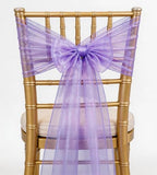 Set of 100 Organza Lilac Chair Sashes Bows 7x108 inches Sheer Light Purple Chair Sash Ties for Wedding Party Birthday Banquet Restaurant Christmas Events Decoration (Lilac) by WENSINL
