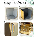Gold Acrylic Card Box with Lock & Slot, Classy Golden Wedding Card Boxes for Reception, Luxury Monetary Envelope Gift Box for Party Graduation Birthday Anniversary Baby Shower All Occasions - Image 6