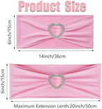 Pink Chair Sashes for Wedding 50 Pack Spandex Pink Sashes for Chairs Covers Stretch Chair Sashes Band with Heart Buckle Slider Wedding Sashes Bows for Banquet Party Decorations - Image 2