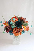 D-Seven Artificial Flower, Teal Roses with Stem, 50pcs - Image 5
