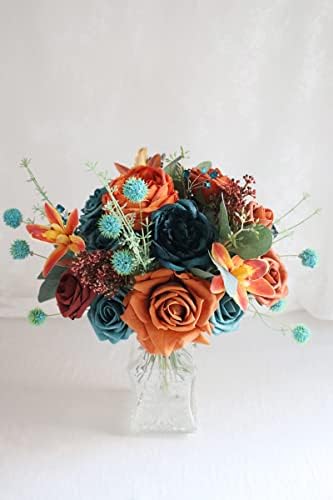 D-Seven Artificial Flower, Teal Roses with Stem, 50pcs - Image 5