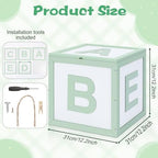 Novabright Wooden Baby Shower Box, ABC Letters Gift Chest Decor, Sage Green - Image 2
