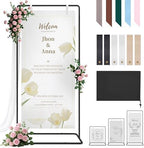 Wedding Welcome Sign Stand Holder - Adjustable Easel for Wedding Signs Stand & Seating Charts, Metal Easel Stand for Sign Reception Display, Black Welcome Hanging Sign Holder for Party, Events by Mercijzyasang