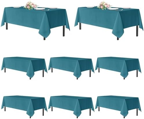 sancua Teal Tablecloths Rectangle, 8 Pack Table Cloth for 6 Foot Tables by sancua
