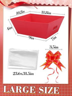 Beeplove 6 Sets Large Thick Kraft Baskets for Gifts Empty - Gift Baskets Empty Kit with Cellophane Wrap and Pull Bows for Wedding Birthday Bridesmaid Baby Shower, Red - Image 5