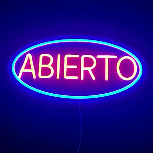Abierto Open Neon Sign for Business, Spanish Large Open LED Light up Sign, Open Neon Lights for Bar Restaurant Coffee Salon Store Shop Wall Window Display,Business Open Sign by GSHIXIN