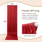 20×12ft Wrinkle Free Red Backdrop Curtain for Wedding Parties,4 Panels 5×12ft Long Soft Silky Polyester Backdrop Drapes Red Photo Back Drop Curtains for Photography Stage Christmas Background Cloth - Image 4