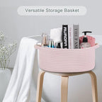COMSE Small Woven Basket with Gift Bag and Ribbons, Gift Basket Empty, and Large Diaper Caddy Organizer for Girl Boy, Car Diaper Caddy with Handles - Image 5