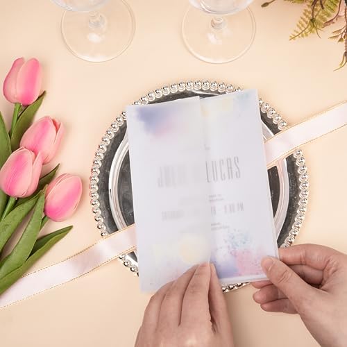 Pre-Folded Vellum Paper with Sealing Stickers, Translucent Envelopes for Wedding Invitations Cards Baby Shower Birthday - Image 4