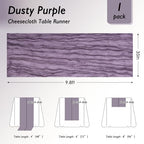 6 Pack Dusty Purple Cheesecloth Table Runner 120 Inch Boho Wedding Decor - Image 2