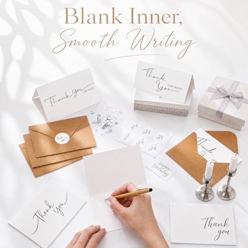Gueevin 200 Pcs White Thank You Cards with Envelopes and Stickers Bulk - Image 3