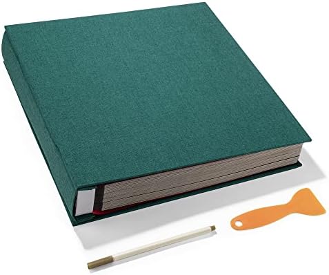 Large Photo Album Self Adhesive 4x6 5x7 3x5 8.5x11 Scrapbook Magnetic Album DIY Scrap Book Length 13 x Width 12.8 (Inches) 120 Black Sticky Pages Linen Cover DIY Photo Album(Dark Green) by HoneyTolly
