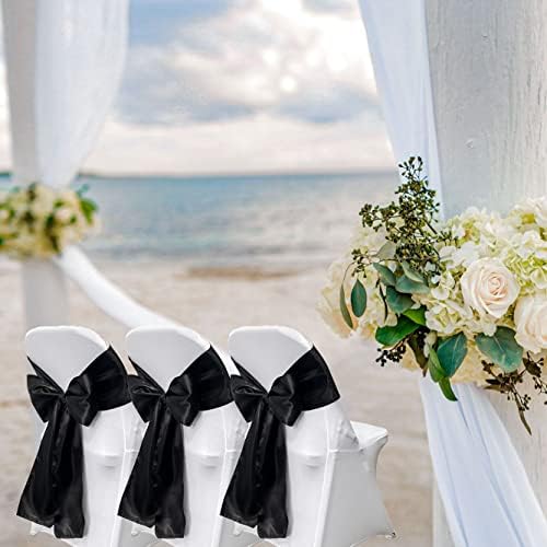 Black Satin Chair Sashes Bows for Chair,7x108inchs,50pcs - Image 4