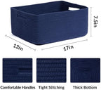 MiniArk Large Storage Baskets for Shelves, 17 x 13 x 7.5” Closet Organizers Bins for Clothes Blanket Towels, Baby Nursery, Toy Baskets Box, Woven Rope Baskets, 2 Packs Navy Blue - Image 2