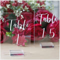 UNIQOOO Acrylic Wedding Table Numbers 1-15 with Stands | 4x6 inch Printed Calligraphy, Clear Table Number Signs and Holders | Perfect for Wedding Reception, Centerpiece Decoration, Event, Party by UNIQOOO