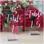 UNIQOOO Acrylic Wedding Table Numbers 1-15 with Stands | 4x6 inch Printed Calligraphy, Clear Table Number Signs and Holders | Perfect for Wedding Reception, Centerpiece Decoration, Event, Party by UNIQOOO