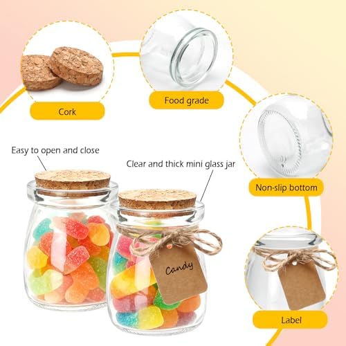 3.4 oz Small Glass Jar with Cork Lids,48 pcs Mini Glass Bottles - Image 3
