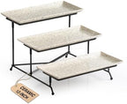 LAUCHUH 3 Tier Serving Tray, Porcelain Serving Platters and Trays for Party by LAUCHUH