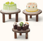 Jetec 11 Pcs Wood Cake Stand Rectangular Round Rustic Wedding Cake Holder Tray with Wooden Slice Toppers and Cutter for Wedding Reception Party Event - Image 5