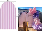 FiVan Arch Covers Stretchy Purple Stripes Backdrop for Birthday Baby Shower Party Decoration 4x7ft Baptism Background Props - Image 2
