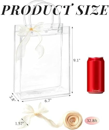 Ohuimrt 50 Pack 6.7" x 2.8" x 9.1" Clear Plastic Gift Bags with Handles - Image 2