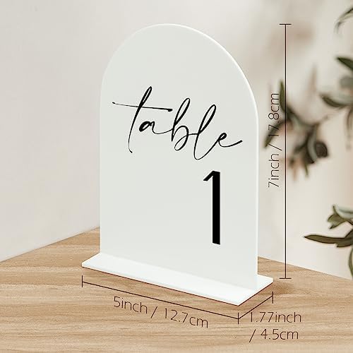 HOODO White Arch Wedding Table Numbers 1-10 with Stands, 5"x7" Arched Acrylic Signs and Holders, White Arch Table Numbers for Wedding Reception, Centerpiece, Party, Anniversary, Event - Image 2